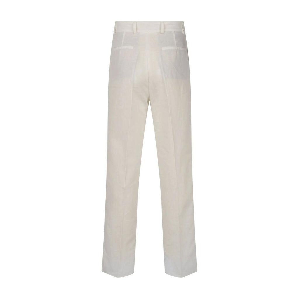 Linen White Pleated Pants
