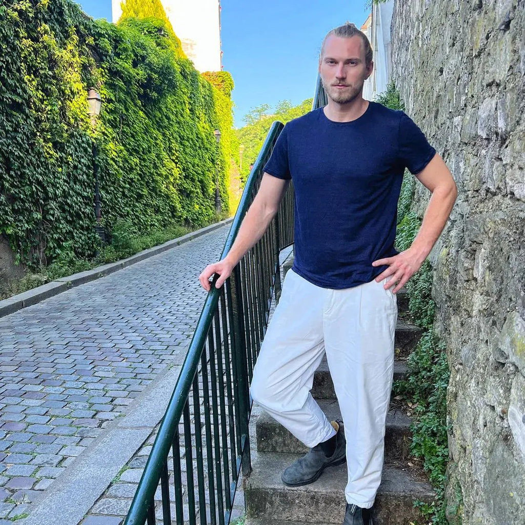 Straight Cut Pants - 100% Thick Cotton, Made in France