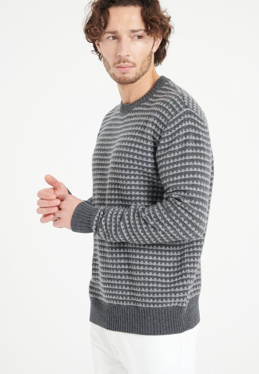 Pull col rond homme en cachemire 4 fils gris anthracite - ZACH 3