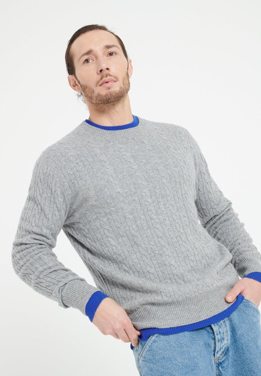 Pull col rond homme en cachemire gris clair - ZACH 5