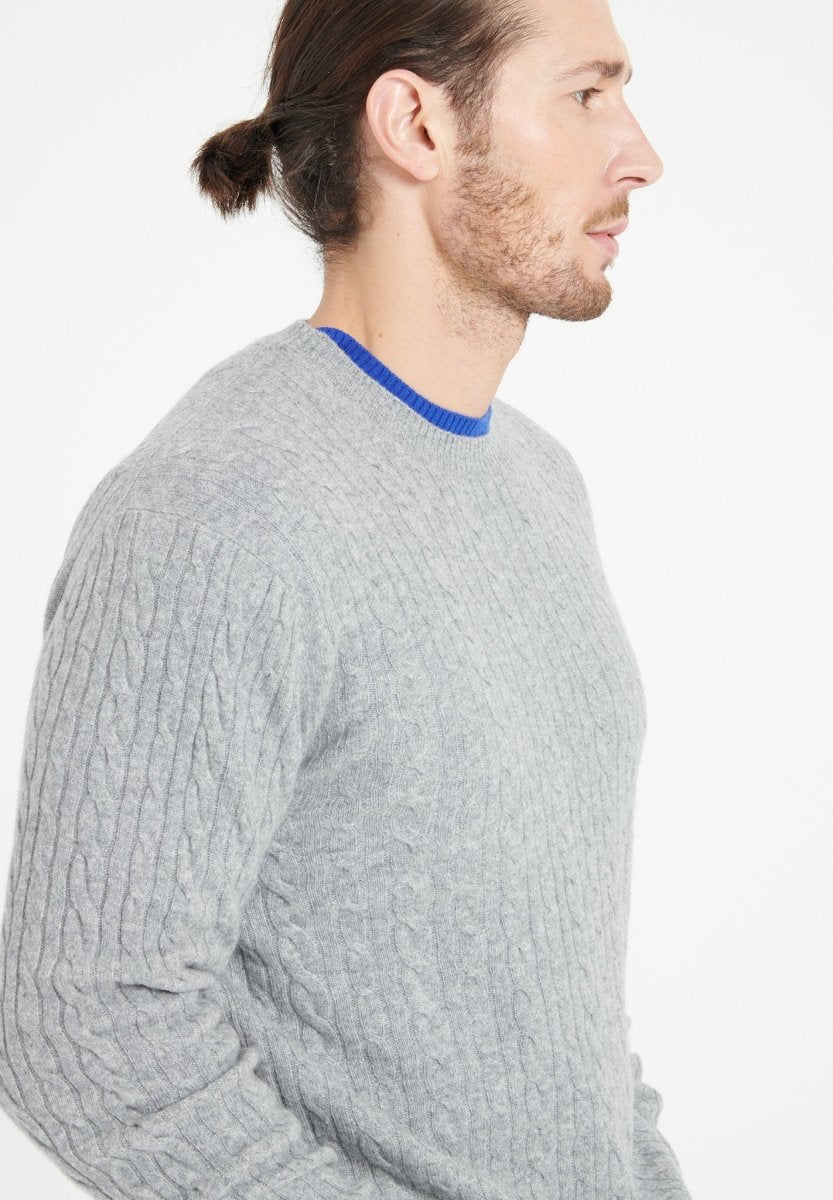 Pull col rond homme en cachemire gris clair - ZACH 5