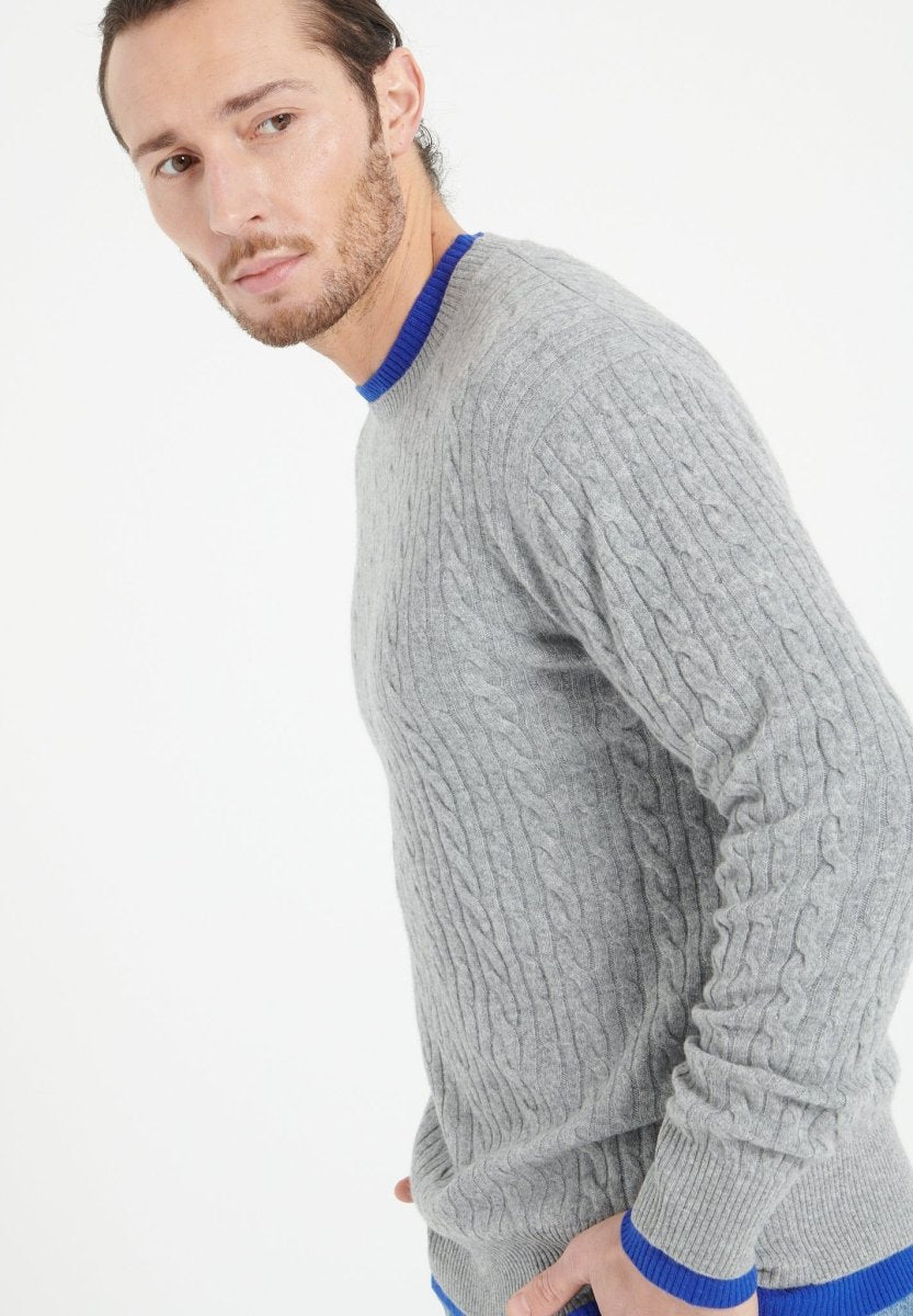 Pull col rond homme en cachemire gris clair - ZACH 5